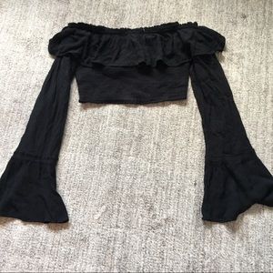 Black Ruffle Crop Top